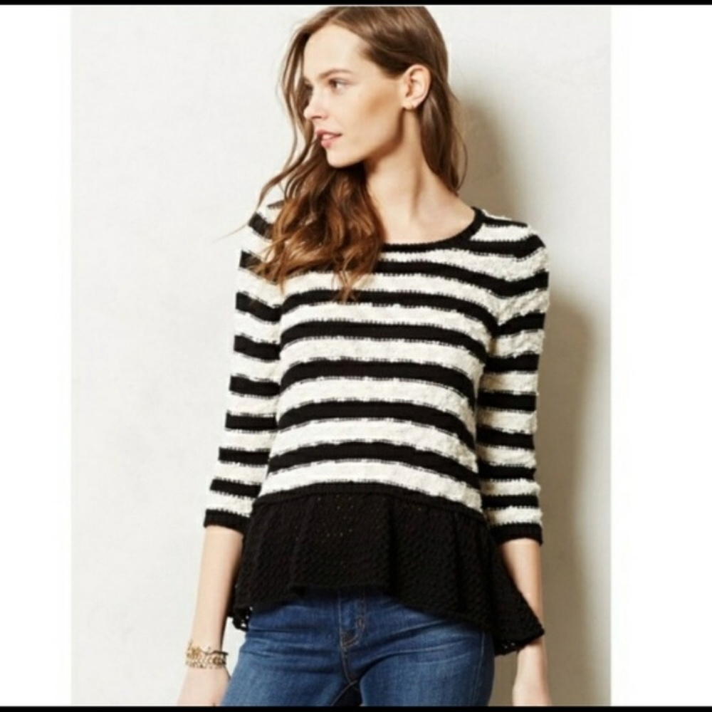 ANTHRO knitted and Knotted striped peplum sweater